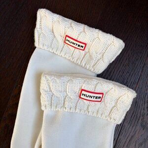 Hunter Original 6-Stitch Cable Tall Boot Socks (White / Cream) - Size Large
